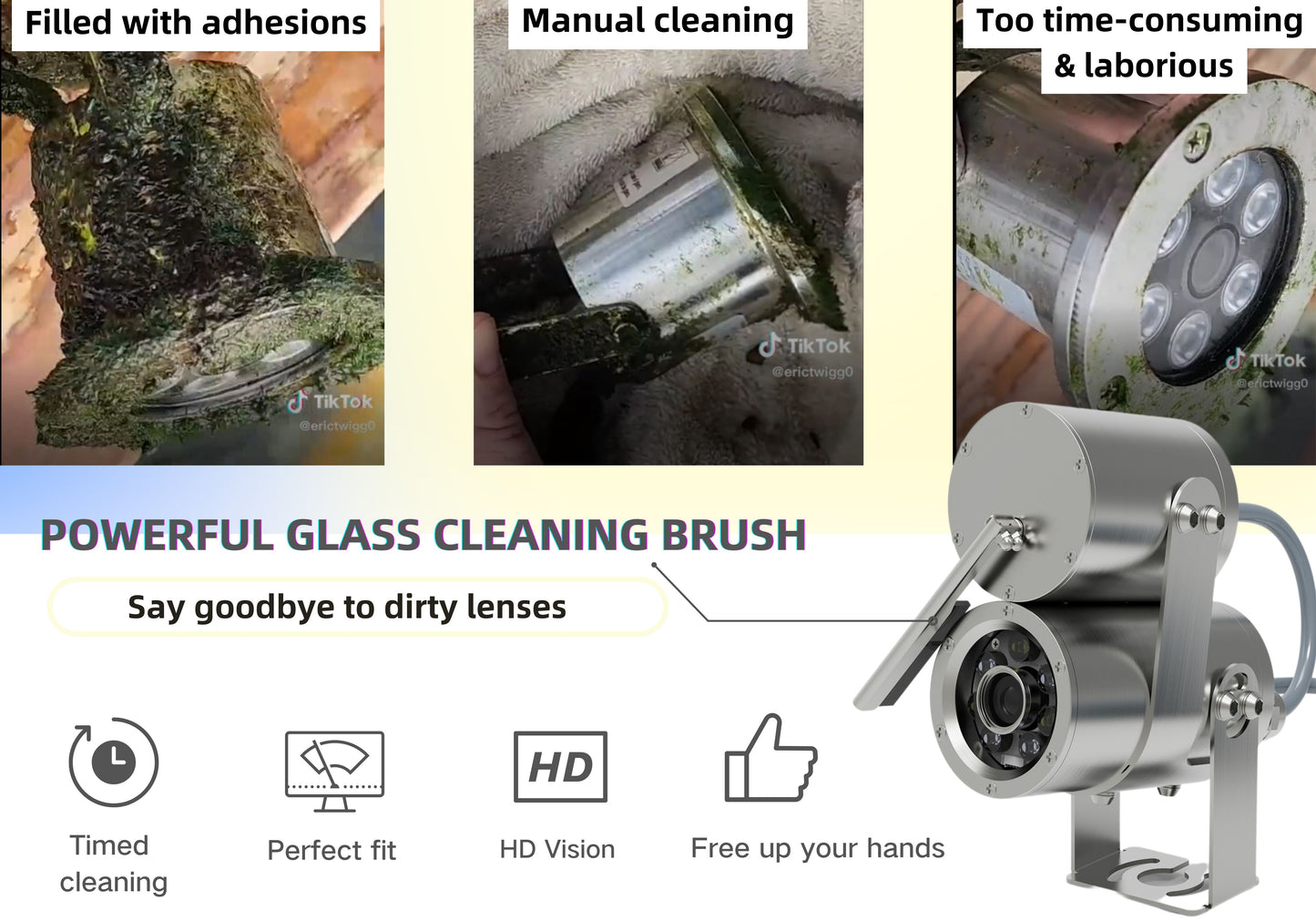 9.Underwater camera with automatic glass cleaning function
