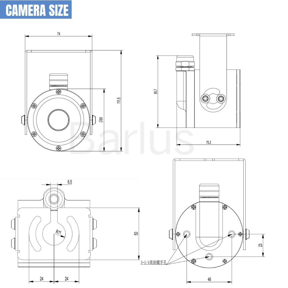 Swimming pool underwater camera 140 ° ultra-wide angle with vertical b